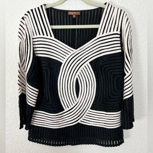 Obstinee By IKA Black and White Geometric Blouse, Women’s L